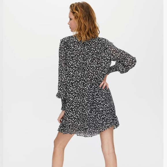 ARITZIA LITTLE MOON Gimlet Black White Floral Ruffle Dress S - Picture 3 of 7